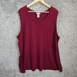Catherines‎ Top Womens Plus 3X Maroon Knit Sleeveless Scoop Neck Blouse Ladies